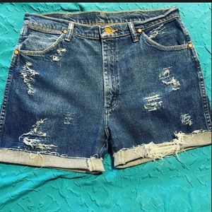 Dark wash wrangler shorts